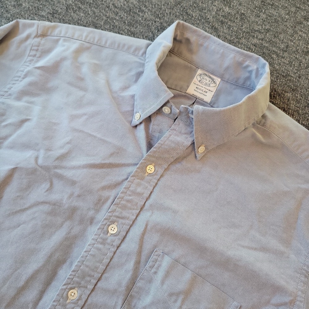 VTG Brooks Brothers Dress Shirt Men's 16.5 33 Blue Button Down OCBD Made in USA